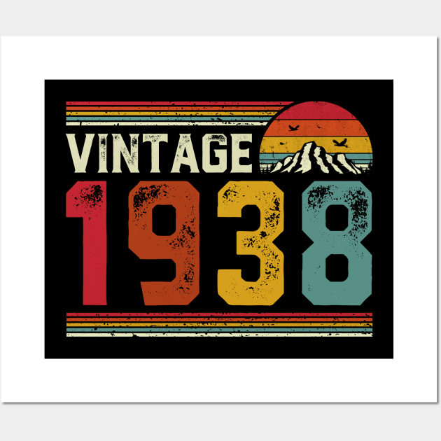 Vintage 1938 Birthday Gift Retro Style Wall Art by Foatui